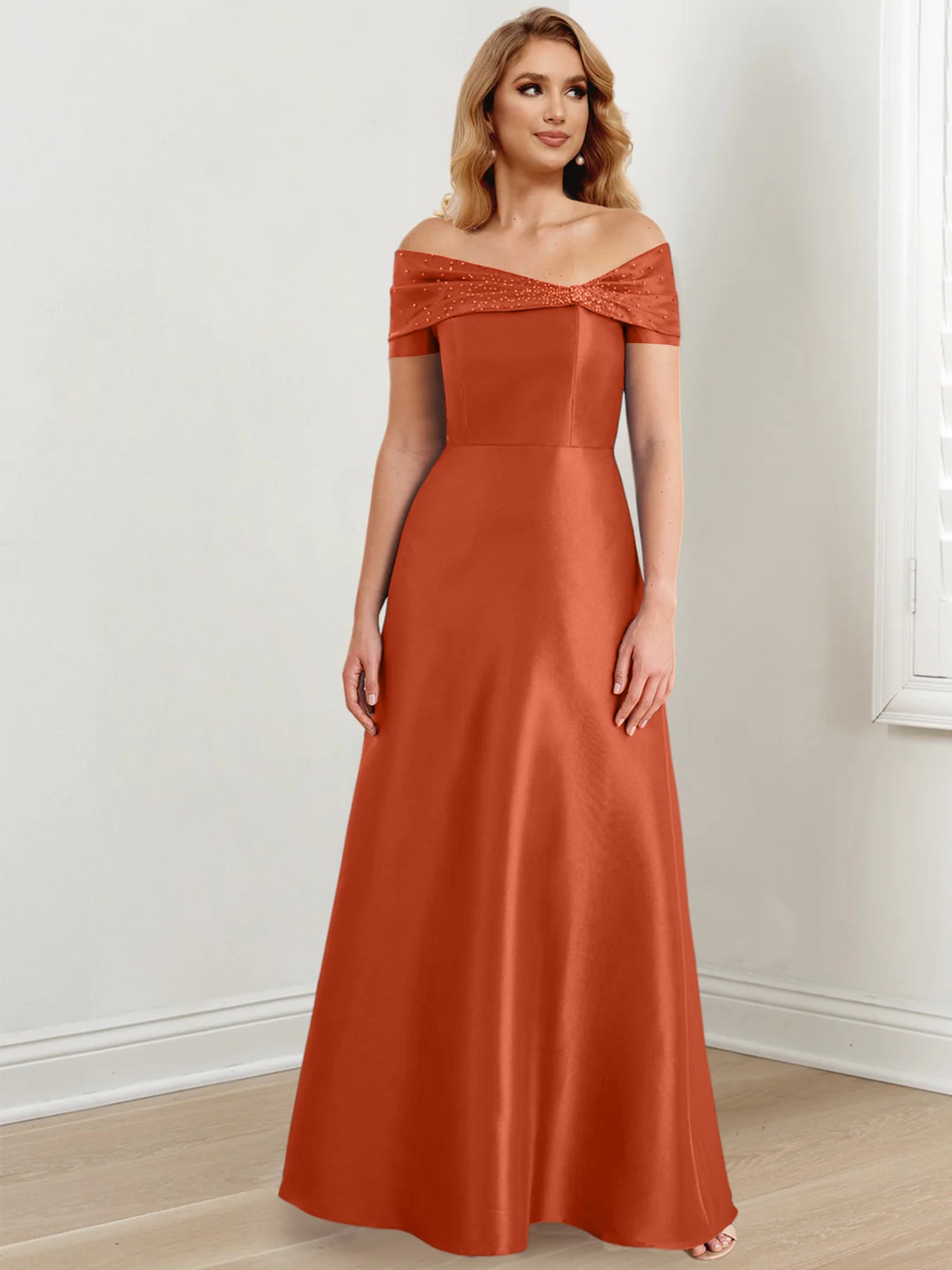 Long Off the Shoulder Mother of the Bride A Line Dress