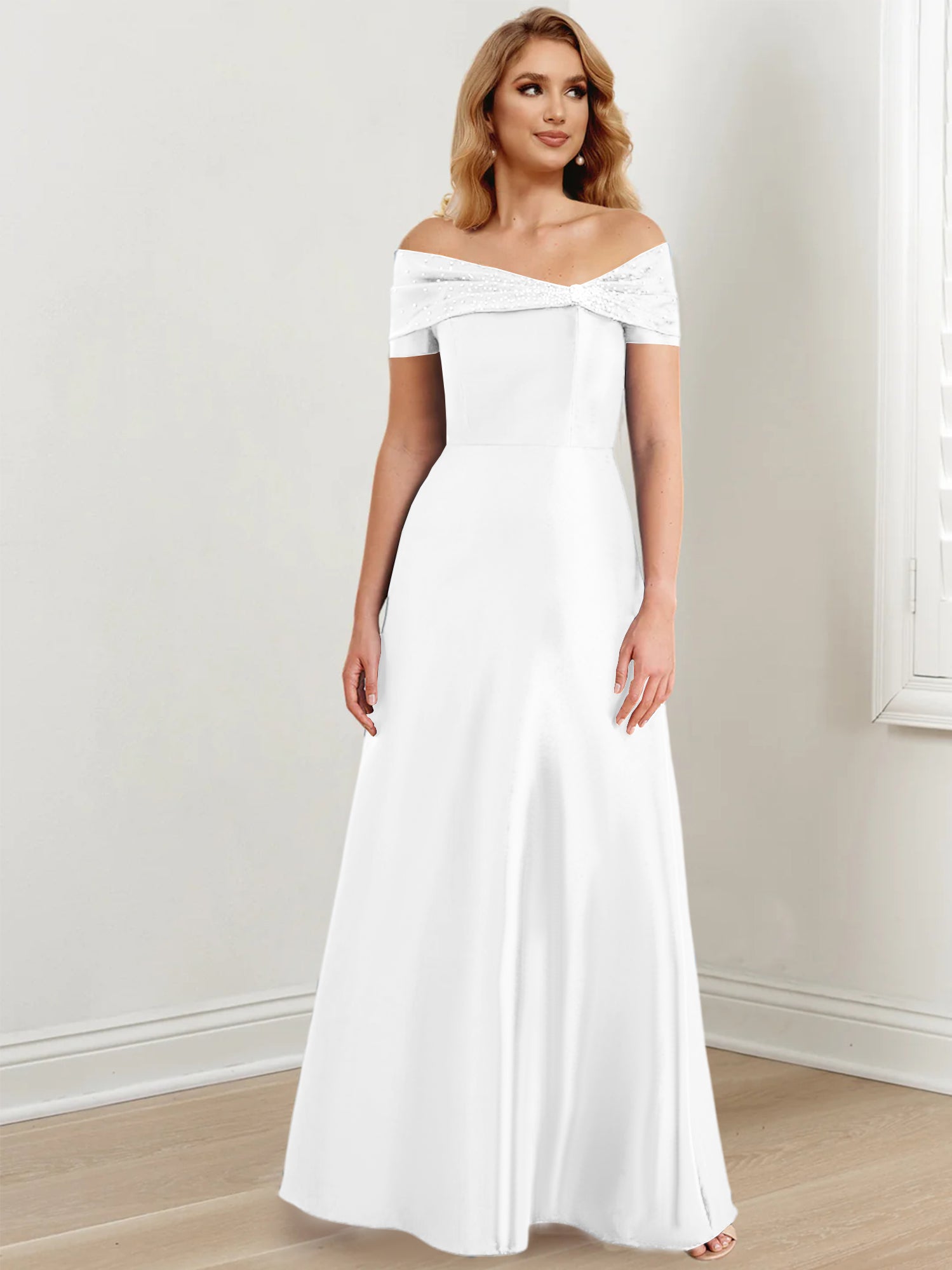 Long Off the Shoulder Mother of the Bride A Line Dress