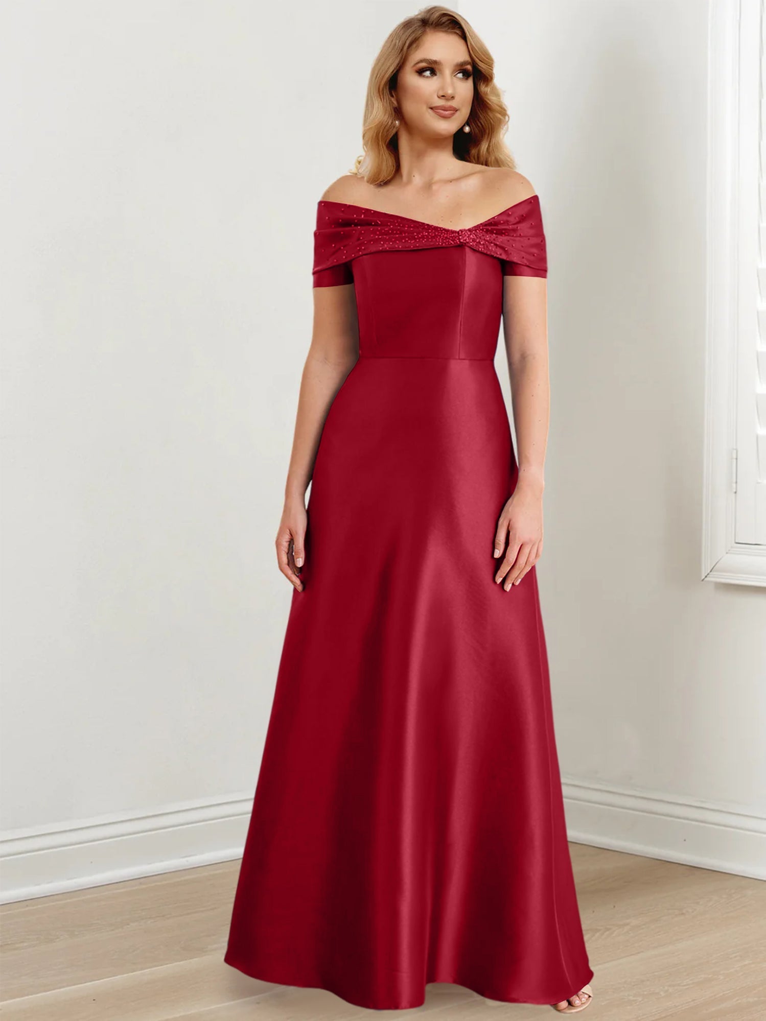 Long Off the Shoulder Mother of the Bride A Line Dress