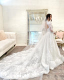 Floral Lace Aline Long Sleeves Floor-Length Wedding Dress