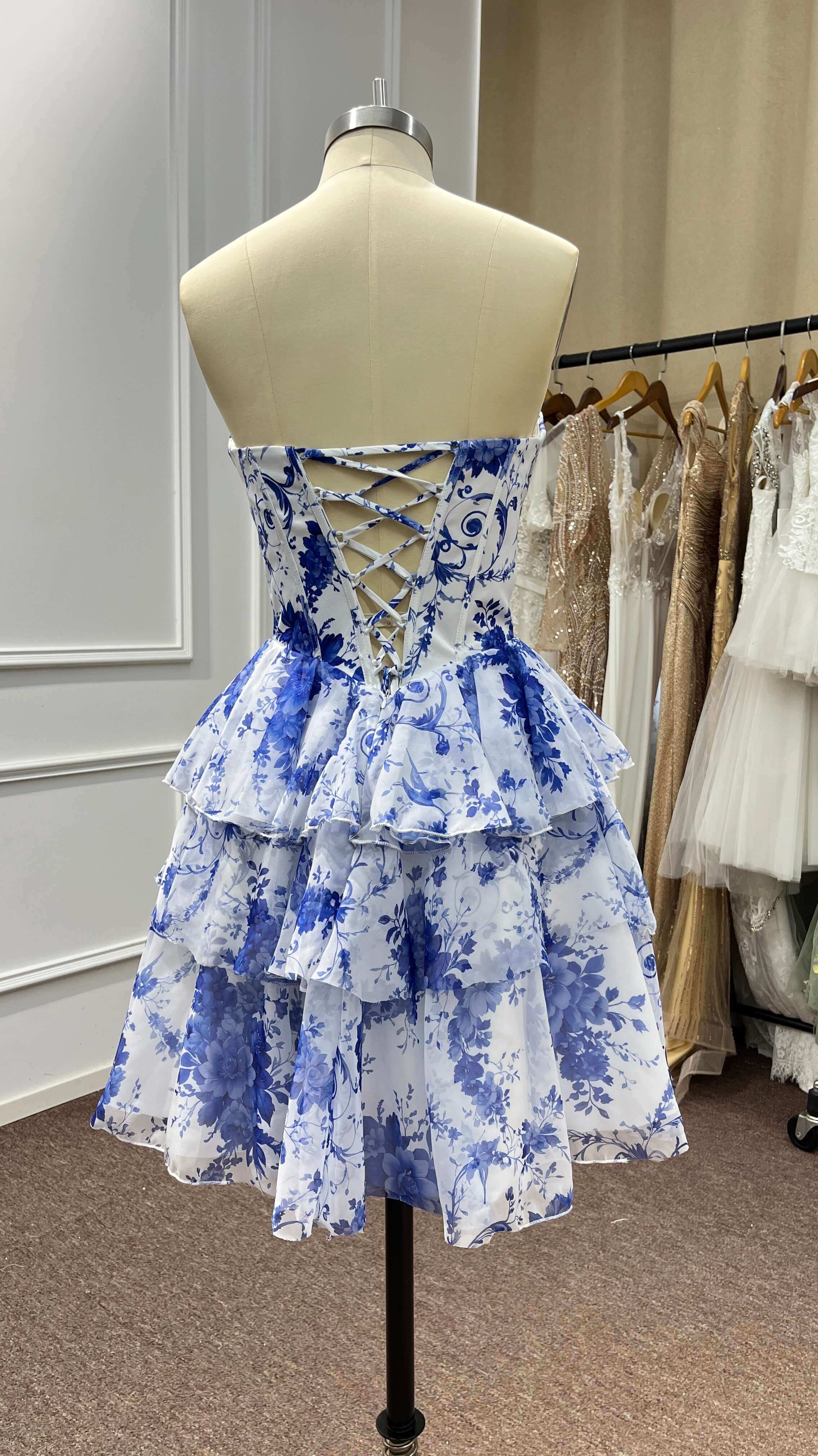 Suzhoufashion Floral Blue Corset A Line Homecoming Dresses Short Cocktail Dresses With Ruffles – suzhoufashion Suzhoufashion Floral Blue Corset A Line Homecoming Dresses Short Cocktail Dresses With Ruffles – suzhoufashion