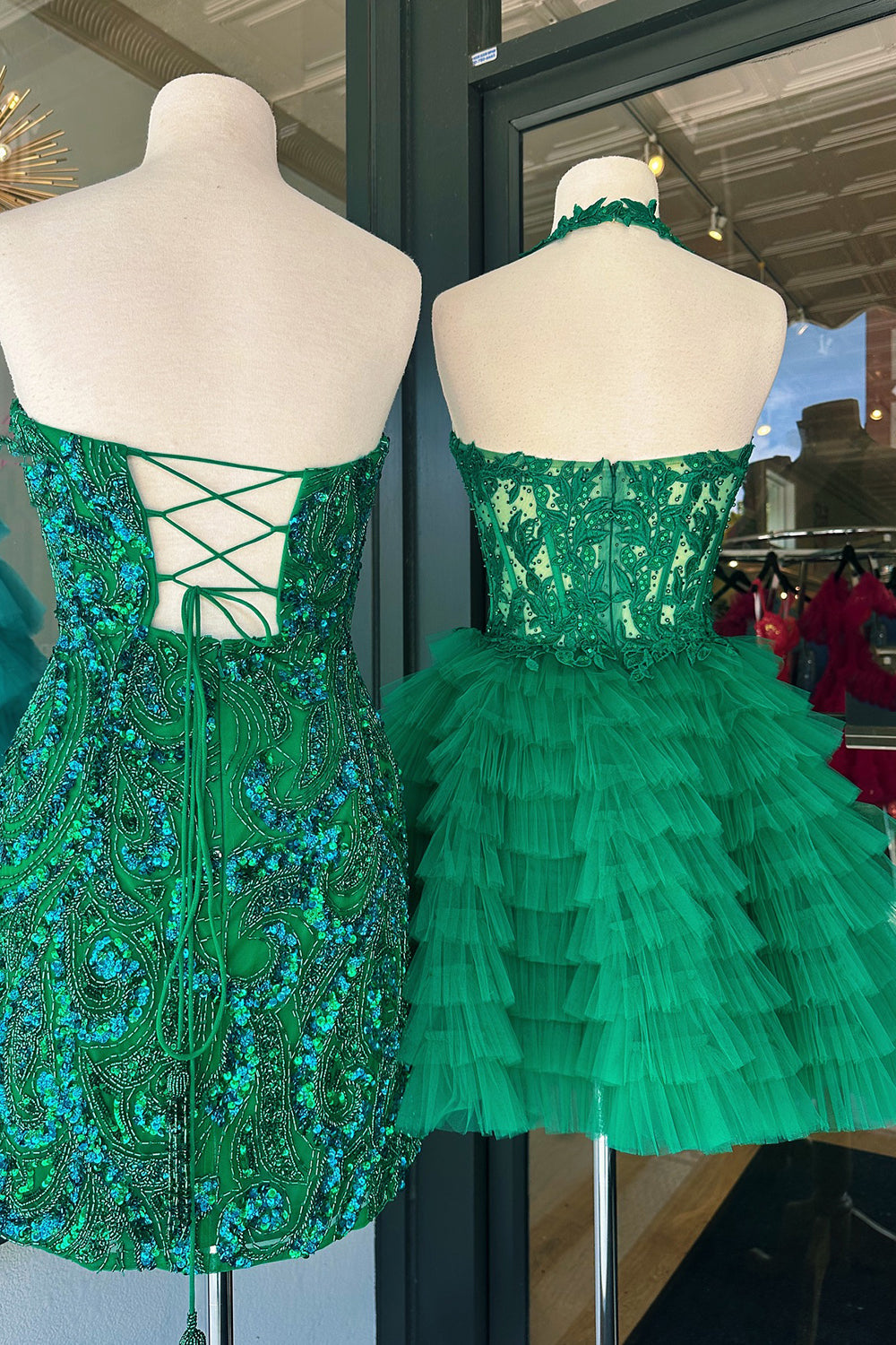 Fluffy Royal Blue Homecoming Dresses A Line Halter Tiered Short Corset Prom Dress
