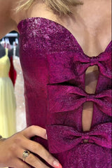 Fuchsia Homecoming Dresses A Line Short Cocktail Dresses With Bow