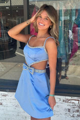 Fuchsia Homecoming Dresses Beaded A-Line Short Cocktail Dresses with Bows
