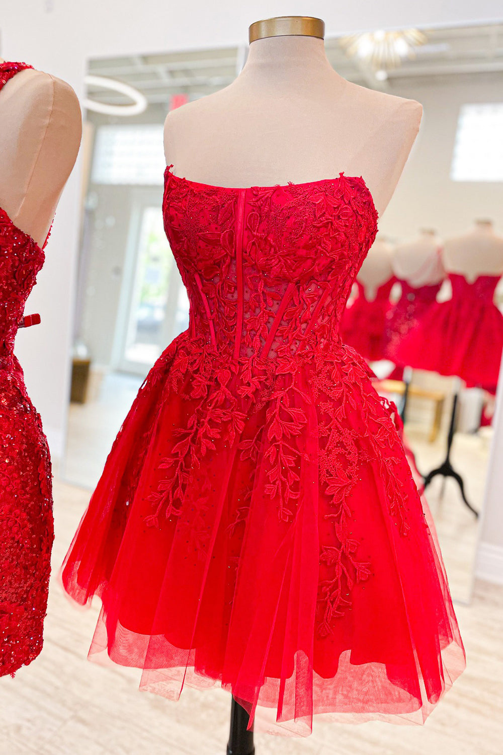 Fuchsia Homecoming Dresses Corset Lace A-Line Tulle Prom Dress