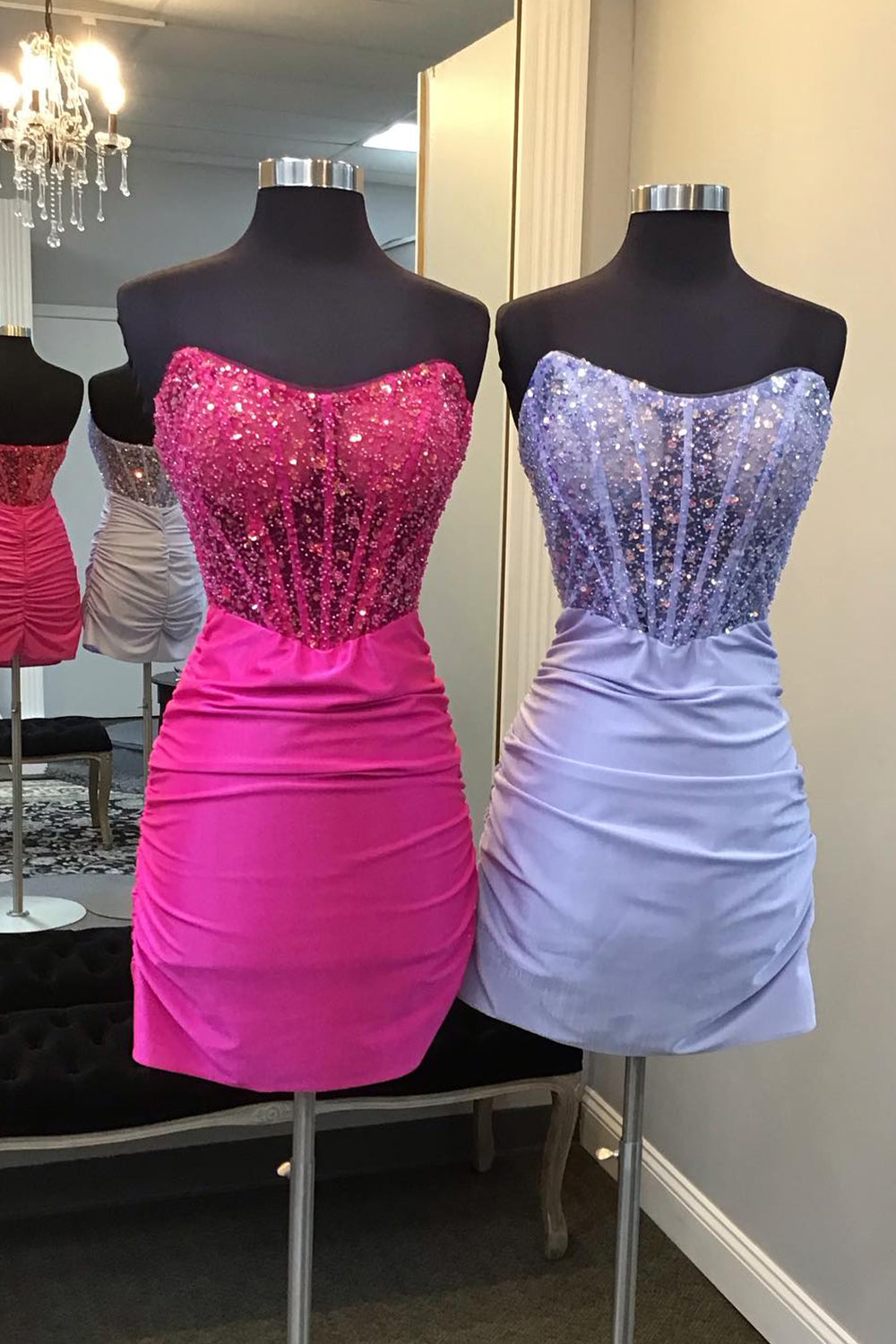 Fuchsia Homecoming Dresses Corset Sweetheart Bodycon Prom Dress