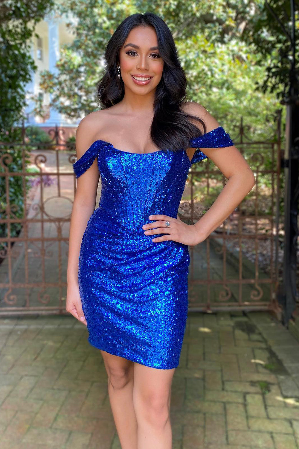 Fuchsia Homecoming Dresses Detachable Off the Shoulder Sequin Tight Prom Dress