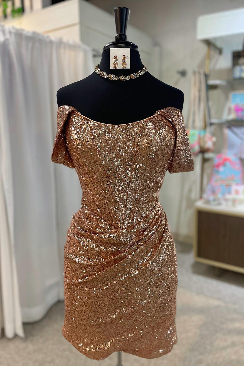 Fuchsia Homecoming Dresses Detachable Off the Shoulder Sequin Tight Prom Dress