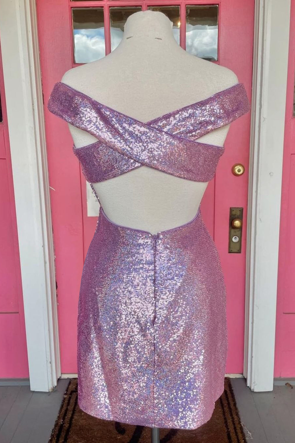 Fuchsia Homecoming Dresses Off The Shoulder Tight Short Cocktail Dresses