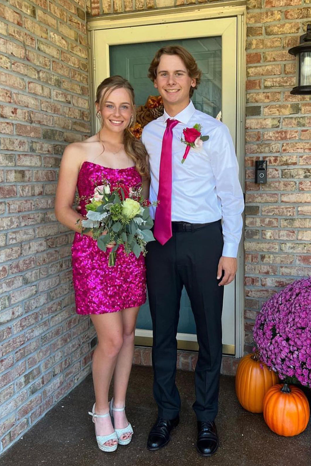 Fuchsia Homecoming Dresses Sequin Strapless Sleeveless Tight Prom Dress