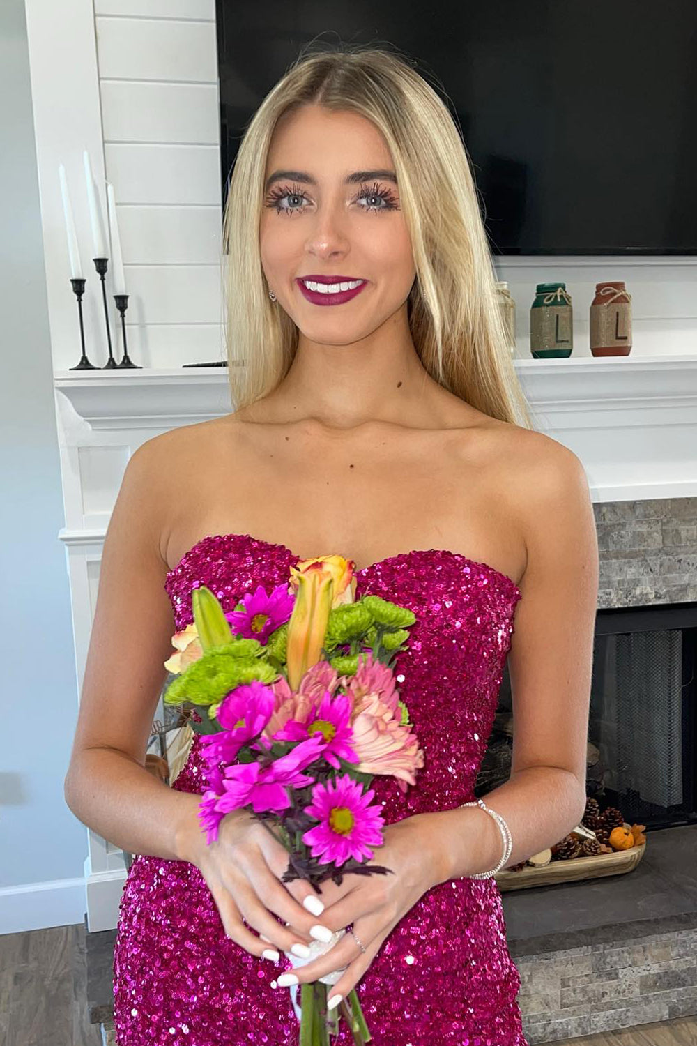 Fuchsia Homecoming Dresses Sweetheart Tight Short Cocktail Dresses