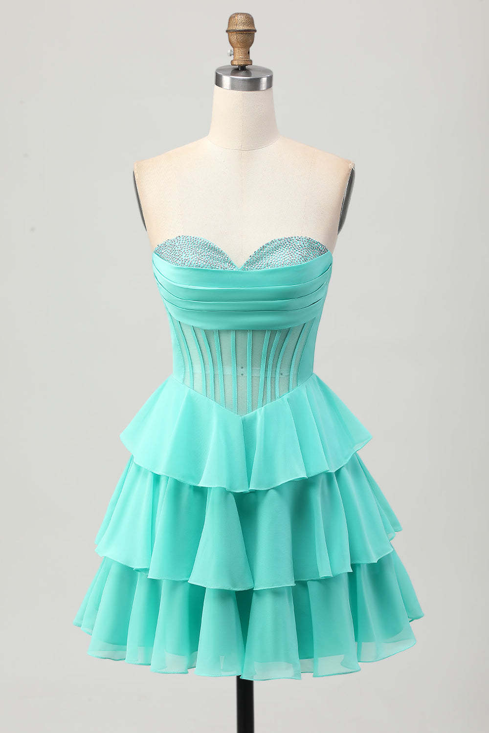 Fuchsia Ruffled Homecoming Dresses Sweetheart Short Corset Cocktail Dresses With Beading