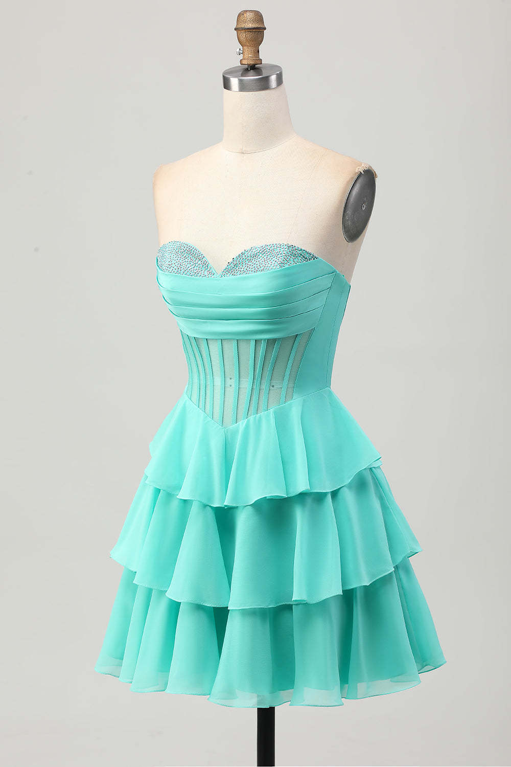 Fuchsia Ruffled Homecoming Dresses Sweetheart Short Corset Cocktail Dresses With Beading