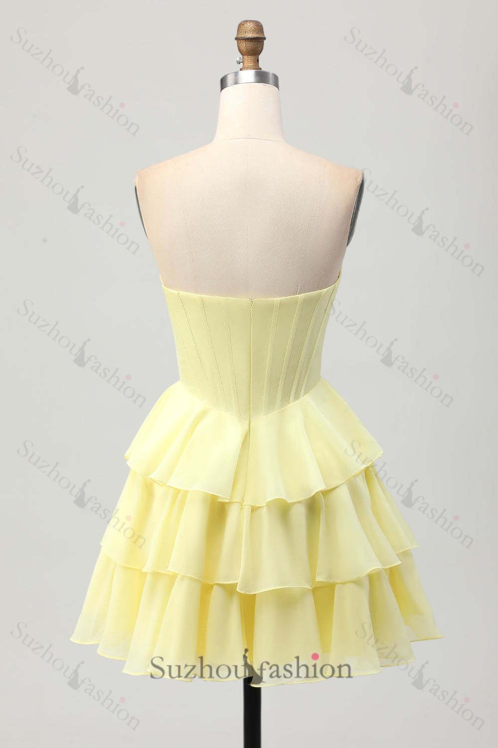 Fuchsia Ruffled Homecoming Dresses Sweetheart Short Corset Cocktail Dresses With Beading