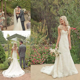 Full Lace Wedding Dresses Cap Sleeve Mermaid Court Train Zipper Charming Bridal Gowns