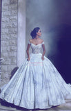 Glamorous Ball-Gown Off-The-Shoulder Wedding Dresses | Long Lace Bridal Gowns