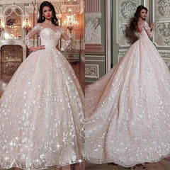 Glamorous Ball Gown Sweetheart Wedding dress Long Sleeve Appliques Bridal Gowns Online