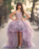 Glamorous Hi-Lo Sleeveless Appliques Scoop Tulle Pageant Dress