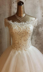 Glamorous Lace Ball Gown Wedding Dress for Princess Appliques Bride Dresses