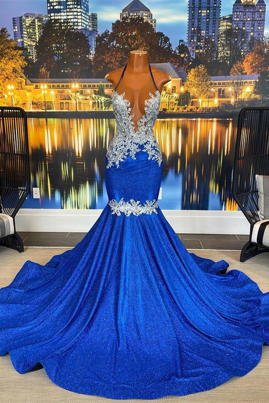 Glamorous Long Sleeveless Heter Backless Mermaid Prom Dress With Beading