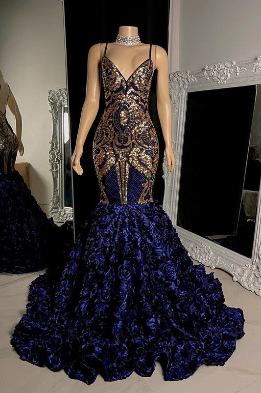 Glamorous Long Sleeveless Spaghetti Strap Mermaid Prom Dress