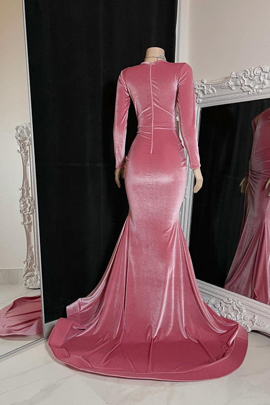 Glamorous Long Sleeveless V-neck Split Front Mermaid Prom Dress