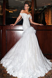 Glamorous Mermaid Lace Bridal Gowns  White Sweetheart Sweep Train Wedding Dresses