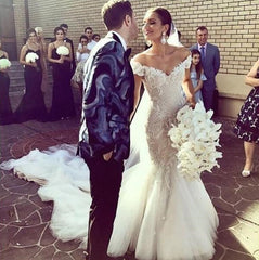 Glamorous Off Shoulder Lace Wedding Dresses | Sexy Mermaid Bridal Gowns