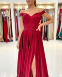 Glamorous Off The Shoulder Ruby Split Ruffles A-Line Prom Dresses