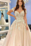 Glamorous Off-the-Shoulder 3D Floral Lace Wedding Dress Tulle Aline Bridal Dress