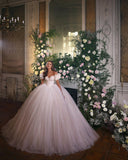 Glamorous Off-the-Shoulder Tulle Ball Gown Wedding Dress
