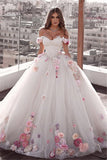 Glamorous Weeding Flowers Off-the-shoulder A-Line Dresses