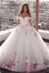 Glamorous Weeding Flowers Off-the-shoulder A-Line Dresses