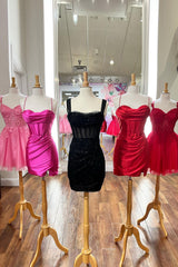 Glitter Black Homecoming Dresses Corset Sequin Off the Shoulder Tight Short Cocktail Dresses