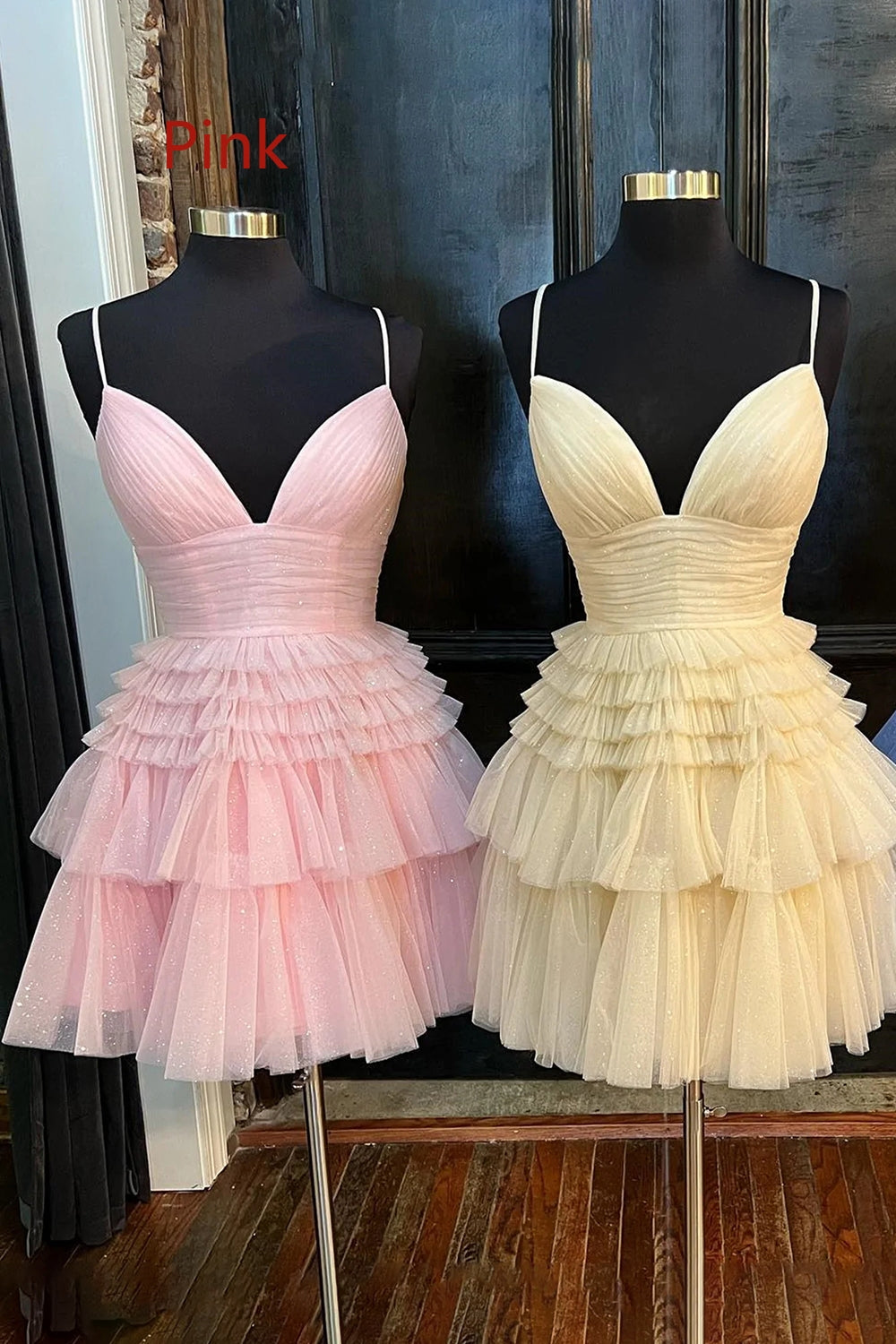 Glitter Blue Homecoming Dresses A-Line Tulle Tiered Short Cocktail Dresses