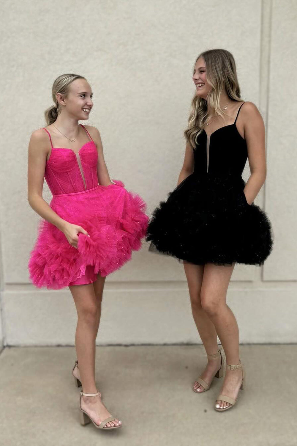 Glitter Blue Homecoming Dresses Corset Tulle A-Line Tulle Short Cocktail Dresses With Pocket