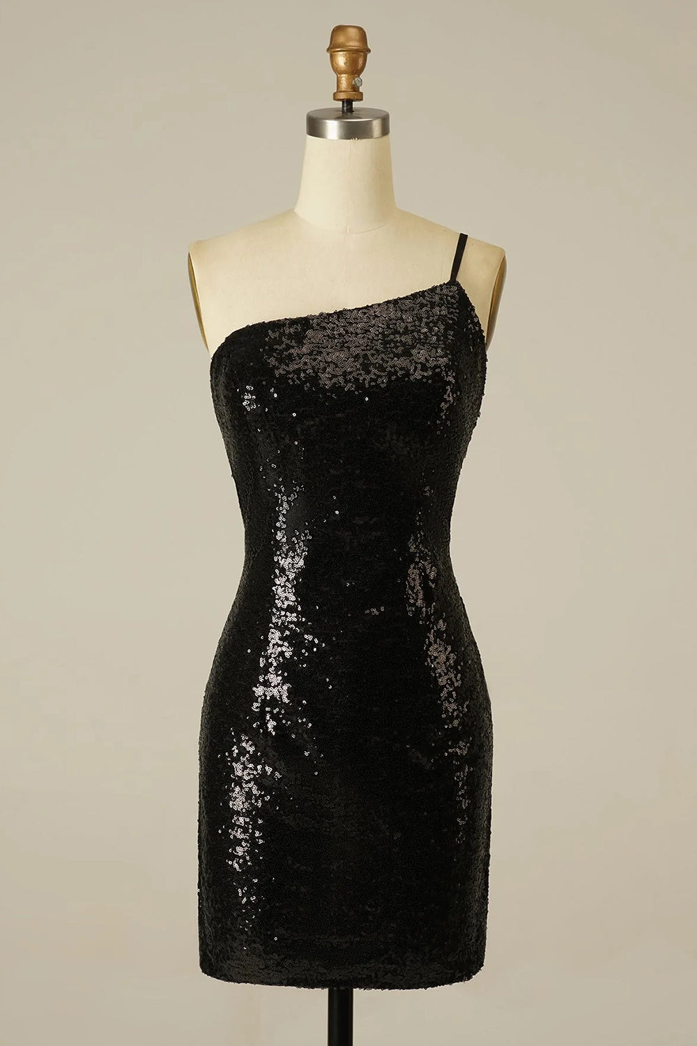 Glitter One Shoulder Tight Black Homecoming Dresses Prom Dress