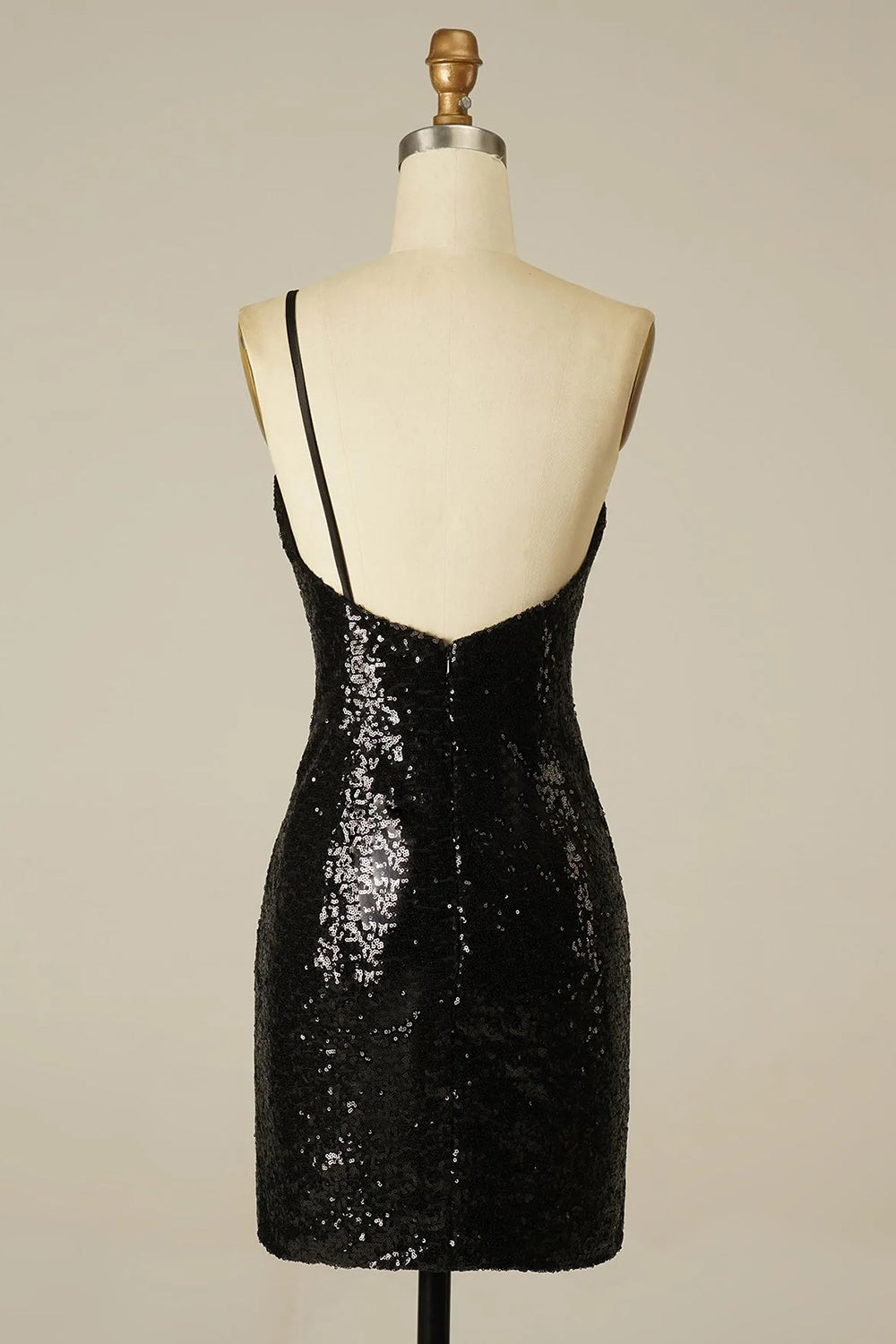 Glitter One Shoulder Tight Black Homecoming Dresses Prom Dress
