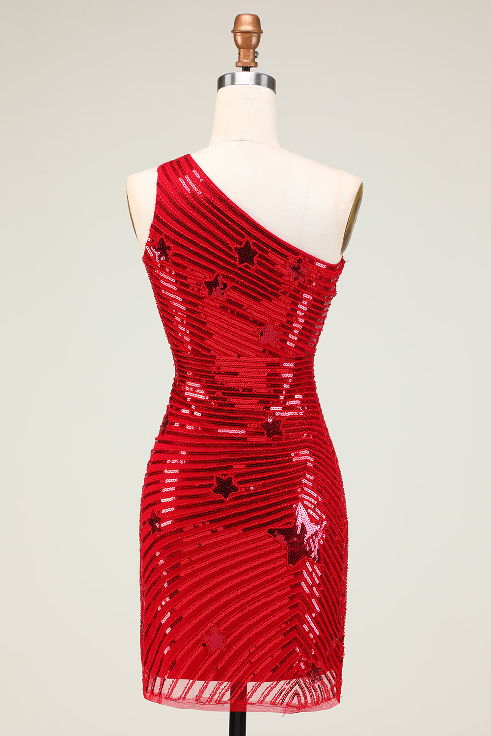 Glitter Red Homecoming Dress One Shoulder Sequin Stars Tight Short Prom Dress Suzhoufashion Glitter Red Homecoming Dress One Shoulder Sequin Stars Tight Short Prom Dress Suzhoufashion