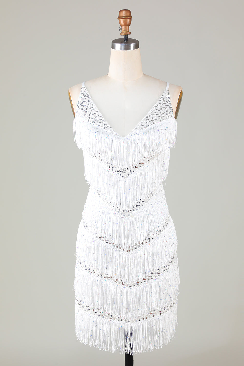 Glitter Silver Homecoming Dresses Fringed Sequin Tight Short Cocktail Dresses