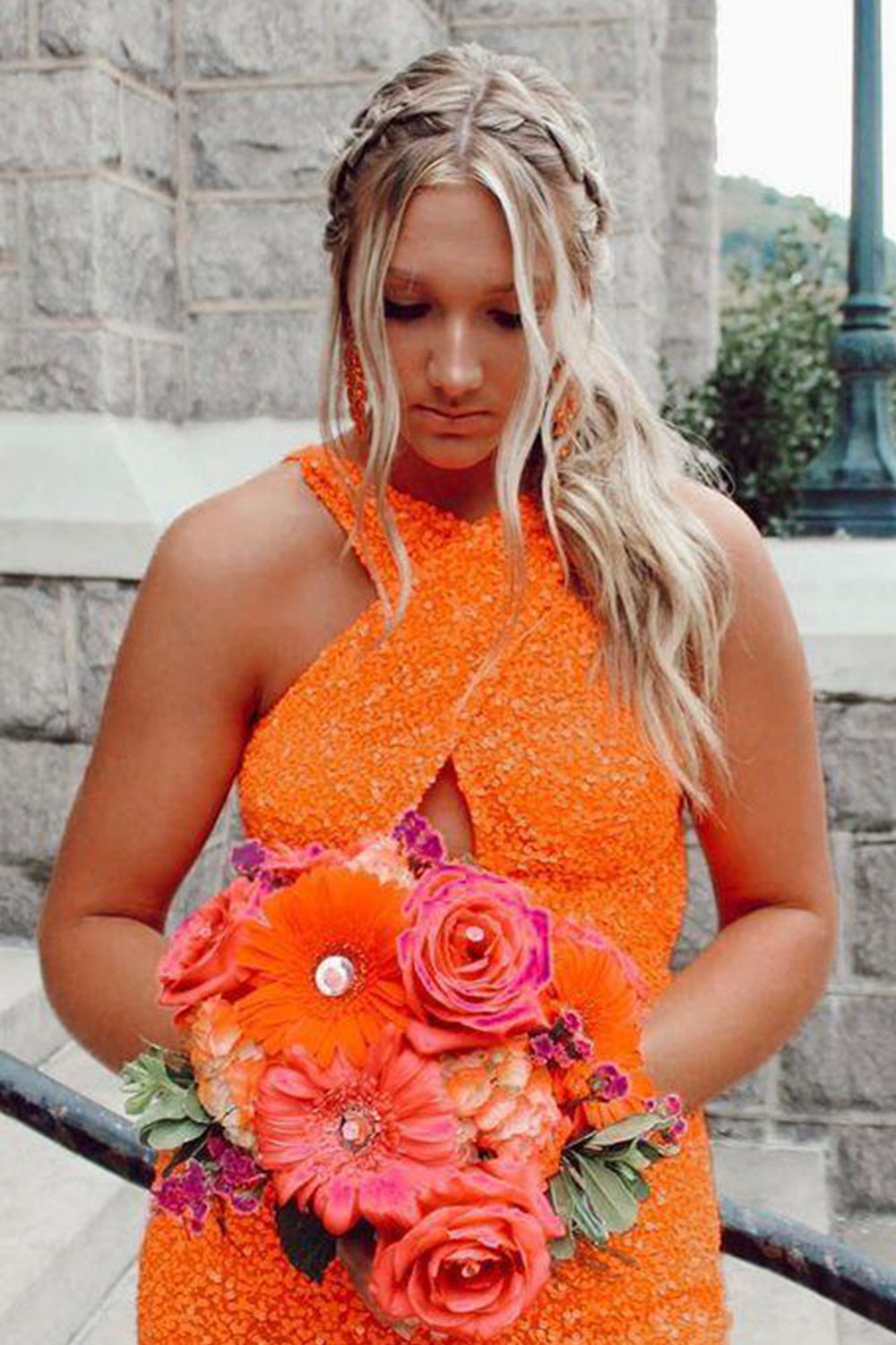 Glitter Turquoise Homecoming Dresses Halter Backless Sequin Tight Prom Dress