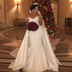 Glorious Off-the-shoulder Mermaid Appliques Wedding Dresses