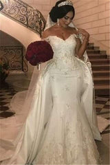Glorious Off-the-shoulder Mermaid Appliques Wedding Dresses