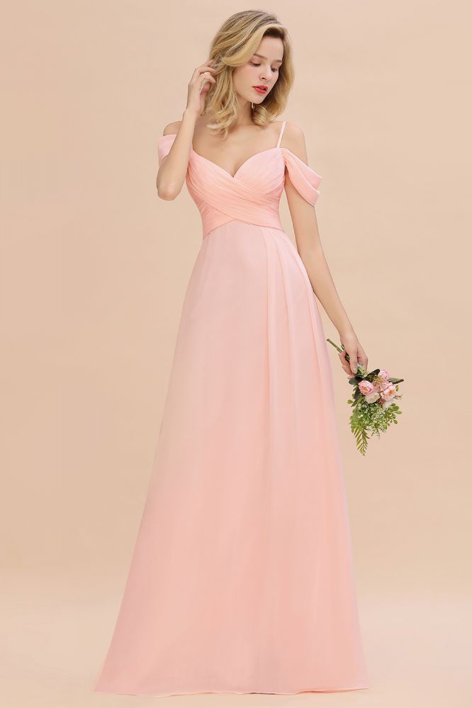 Gogeous Off Shoulde straps Aline Bridesmaid Dress Chiffon Maid of Honor Dress