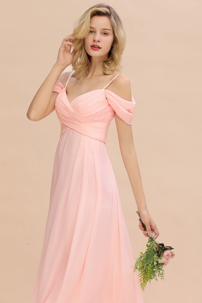 Gogeous Off Shoulde straps Aline Bridesmaid Dress Chiffon Maid of Honor Dress