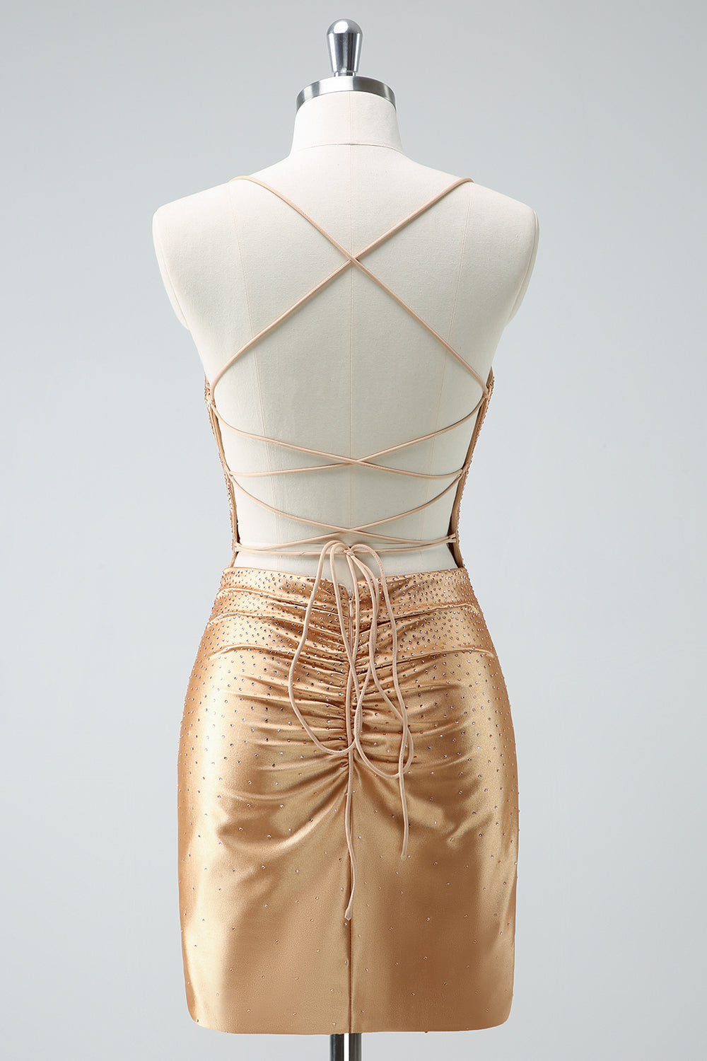 Golden Homecoming Dress Beaded Tight Short Prom Dress Suzhoufashion