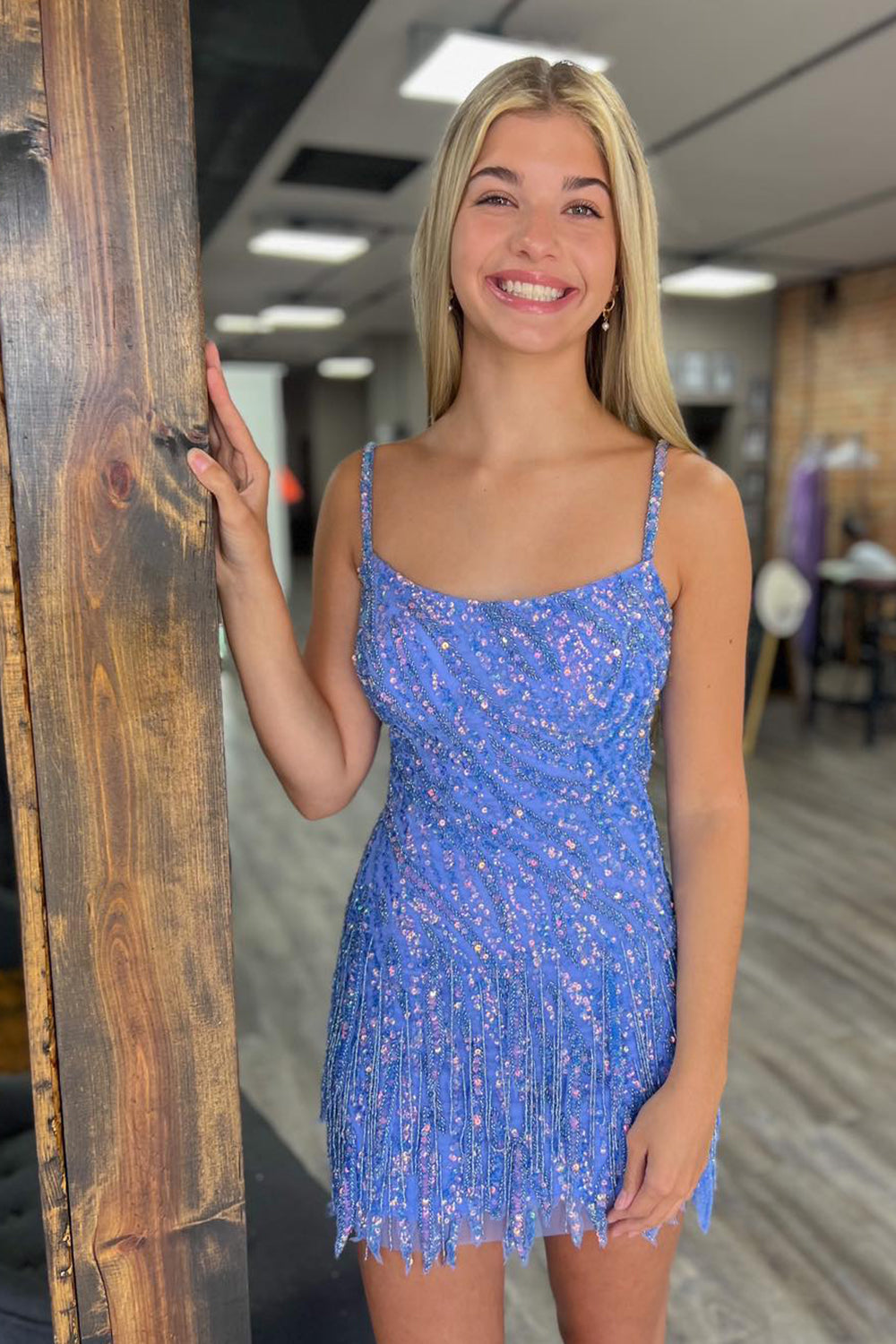 Golden Homecoming Dresses Spaghetti Straps Sequin Fringed Tight Short Hoco Dress