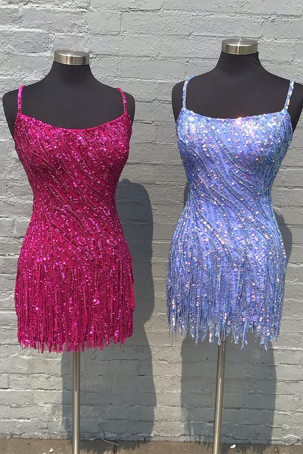 Golden Homecoming Dresses Spaghetti Straps Sequin Fringed Tight Short Hoco Dress
