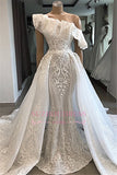 Gorgeous Asymmetrical Appliques Overskirt Ruffles Wedding Dresses
