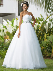 Gorgeous Ball Gown Wedding Dress Sweetheart Tulle Sleeveless Bridal Gowns Open Back On Sale